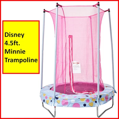 $139 • Buy Disney 4.5ft. Minnie Trampoline Kids Jumper Outdoor Safety Net Enclosure 