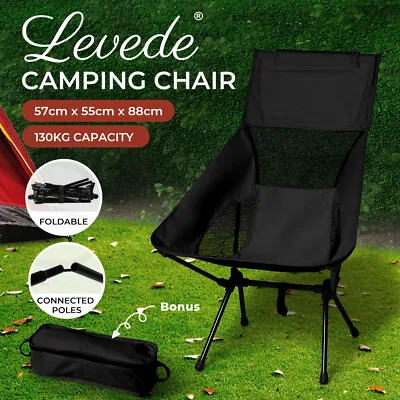 Levede Camping Chair Folding Outdoor Portable Lightweight Fishing Beach Picnic • $37.99