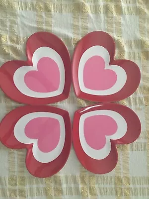 New ! Valentine Day Plates Love Hearts Design Melamine Plates Lot Of 4 • $15