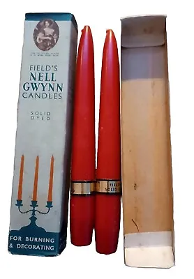  FIELD'S NELL GWYNN RED CANDLES VINTAGE 21 Cm RARE • £4.75