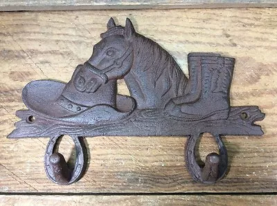 Horse Hat Boot Western Cast Iron Coat Hooks Wall Rustic Antique Vintage Style • $14