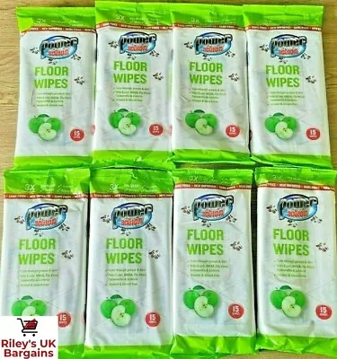 £12.19 • Buy Floor Wipes Apple Cleaning 8x 15 Pack Power Action Extra Large Wet Laminate Mop