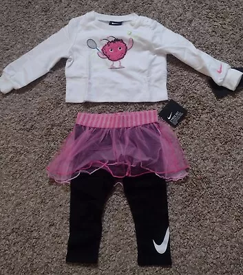 $9.97 • Buy NIKE Sportswear Baby Girl's Crew And Leggings Outfit 2 Piece Set 12 Months XX