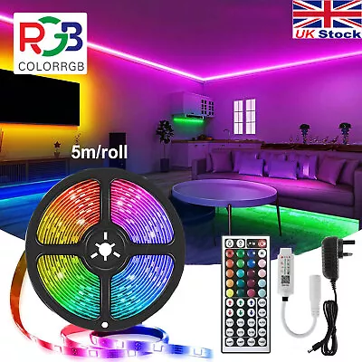 LED Strip Lights 1-20M 5050 RGB Colour Changing Tape Cabinet Kitchen TV Lighting • £10.75