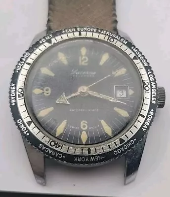 Vintage Mens Lucerne World Time Dive Watch For Repairs • $95