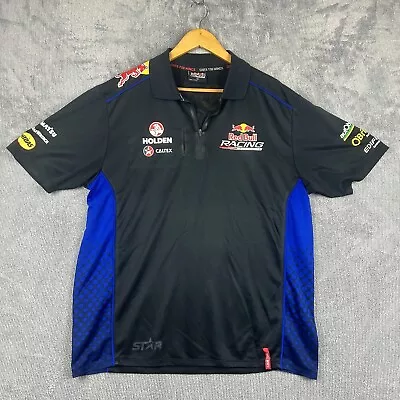 Red Bull Racing Team Polo T-Shirt Mens Large Holden Caltex Black Blue Cars • $24.95