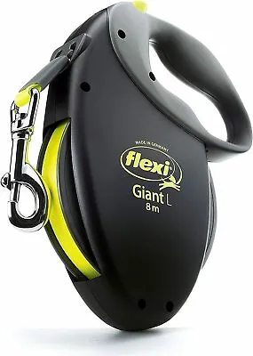 Trixie Flexi Neon Giant Dog Tape Leash Large 8m Black/ Yellow • £32.98