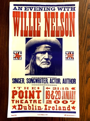 $14.99 • Buy WILLIE NELSON Dublin Ireland 2007 Concert Poster Franks Bros Ltd Ed 22  X 14 