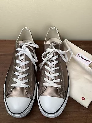 Rare Converse All Star Shoes Bronze Gold Metallic Leather Mens 11 Women’s 13 • $65