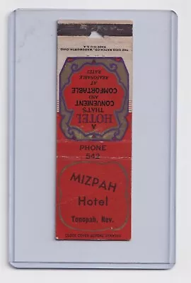 MIZPAH HOTEL CASINO - 1940's Matchcover - Tonopah Nevada - Gaming • $12