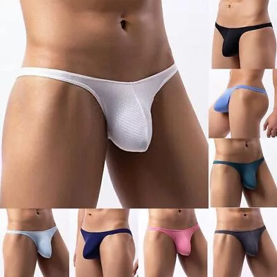 1X Sexy Mens Nylon Briefs Cool Ice Silk Low-rise Underwear Bikini Pouch Panties • $6.26