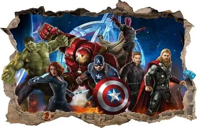 WALL STICKER Hole In The Wall AVENGERS Hulk Cpt America Wall Decal #76 • $26.45