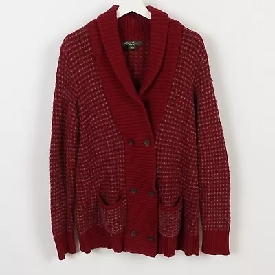 Eddie Bauer Men's Cowl Neck Cardigan Sweater Merino Wool Blend Size Large Button • $29.99