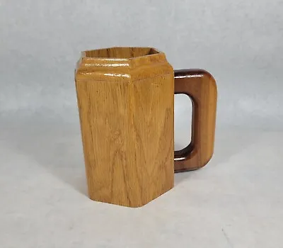 Vintage Wooden Handcrafted Wood  Tankard Beer Stein Mug 6.25  Estate • $29.50