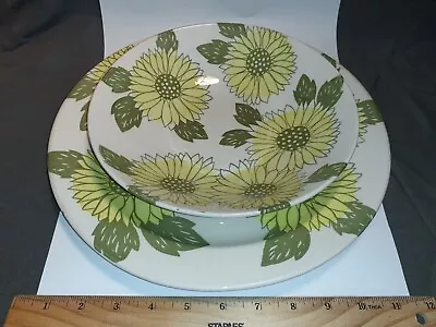 Vintage VTG MCM Groovy Royal China Ironstone Sunflower Bowl And Plate Sunshine • $29.99