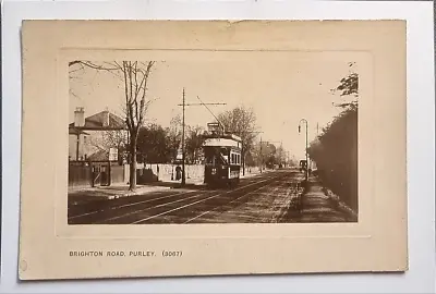 £12.95 • Buy Purley Postcard 1919 Real Photo Brighton Road No 23 Tram Lady Croydon Surrey