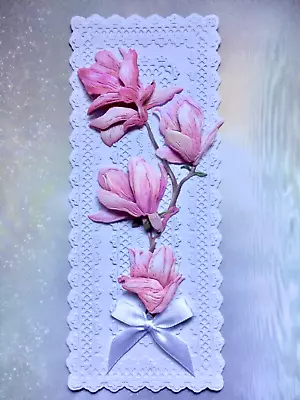 Handmade  DL Card Topper  3D  MAGNOLIA......LACE EFFECT • £2.10