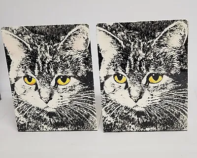 RARE Vintage Mid Century PIERO FORNASETTI  Cat Face  Lithograph Bookends • $1500