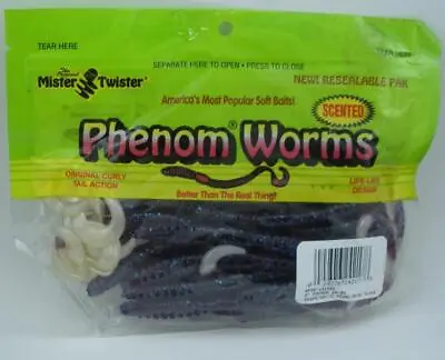 Mister Twister 6P20-131PBS Phenom Worms 6  Grape BlueFlake White Tail 20CT • $7.63