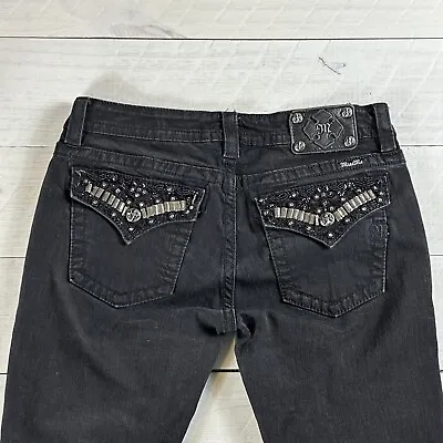 Miss Me Womens Jeans 31 Signature Rise Skinny Black Denim Embellished Pockets • $34.95