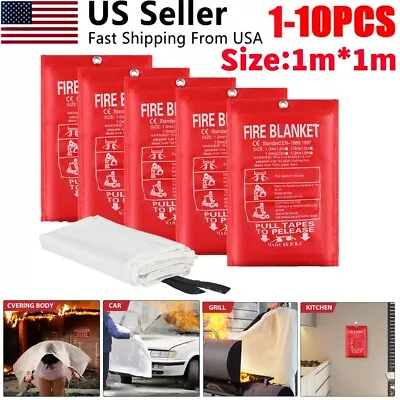 Large Fire Blanket Fireproof For Home Kitchen Caravan Emergency Safety 1m² Lot • $19.45