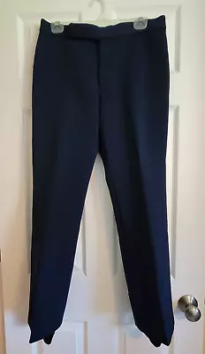 Vintage Edelweiss Mens Ski Pants Stirrups Dark Blue Wool Blend Size 34 • $13.60