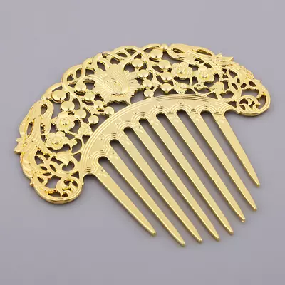 Antique Filigree Flower Hair Side Comb Cabochon Hair Pin Clip Barrette Blanks • $7.66