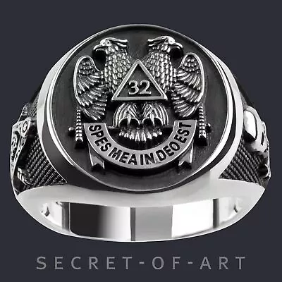 Masonic Ring Freemason AASR Silver 925 Scottish Rite 32rd Degree Ancient Free • $179.99