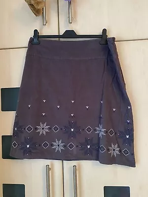 Laura Ashley Grey Embroidered Cord Skirt Size 14. Lined. Good Condition • £2.50