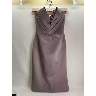 Zac Posen Truly Gray Satin Knee Length Dress Bridesmaid Cocktail Wedding Size 2 • $65