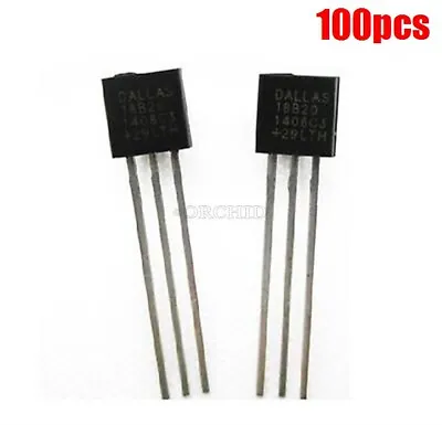 100Pcs DS18B20 Dallas 18B20 TO-92 1 Wire Digital Temperature Sensor Wh • £65.62