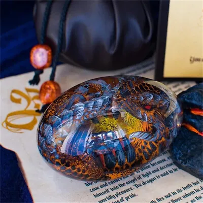 £15.99 • Buy Dragon Egg Transparent Crystal Lava Dinosaur Egg Resin Sculpture Souvenir Decor
