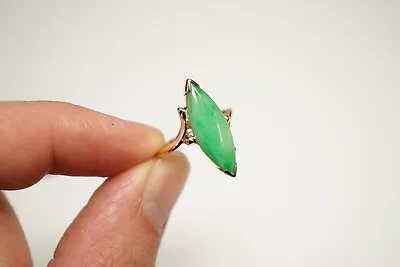 Vintage 14k Yellow Gold Green Jadeite Ring - Gold Green Jade Ring • $295