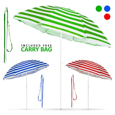 £9.85 • Buy Beach Tilting Parasol Umbrella 1.8m Patio Garden Outdoor UV Protection Sun Shade