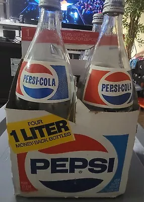 Vintage Pepsi 1L Glass Bottles (4pk) In Pepsi Carton • $135