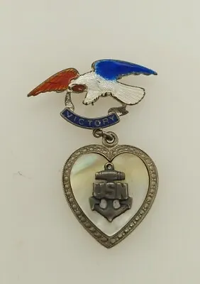 United States Navy WWII World War 2 Mother Of Pearl Victory Enameled Eagle Pin • $32.50