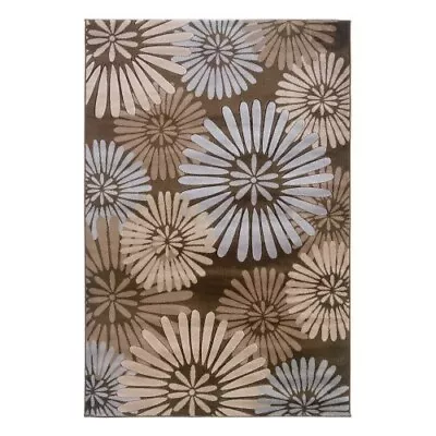 Linon RUG-MN1081 8x10 Ft. Milan Loomed Synthetic Indoor Area Rug-Brown&Turquoise • $50.35