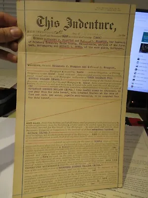 1909 Land Property Indenture Deed Solebury Township Bucks County Pennsylvania • $8.95