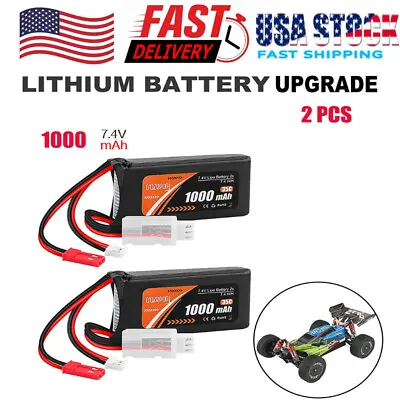 2x 7.4V Lipo Battery 2S 1000mAh PH2.0 &JST Plug A Xial SCX24 1/10 1/16 1/18 1/24 • $22.89