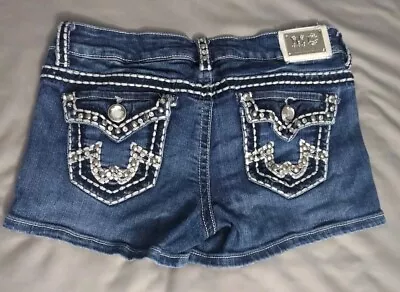 Vintage Y2K Miss Chic USA Jeans Shorts Heavy Embellished Contrast Stitching  ~M • $19.99