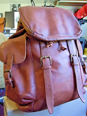 ELLINGTON Vintage Authentic Saddle Brown Leather Large Backpack Bag • $199