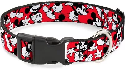 Buckle-Down Mickey Mouse  1/2  Wide - Fits 8-12  Neck Plastic Clip Collar Medium • $11.99