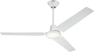 Commercial Indoor Ceiling Fan 56 In White 3 Steel Blade Industrial Wall Control • $106.99