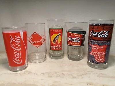 Set Of 5 Vintage Coca-Cola Coke Assorted Glasses Tumblers  • $37.98