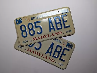 1976 Maryland Bicentennial License Plates Matched Pair - 885 ABE • $40