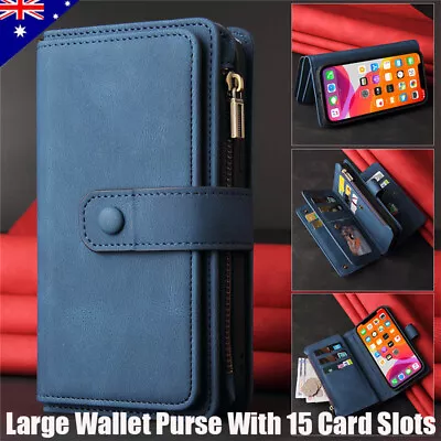 $19.29 • Buy Flip Leather Case Zip Wallet Purse Cover For IPhone 15 14 13 12 11 Pro Max 8Plus