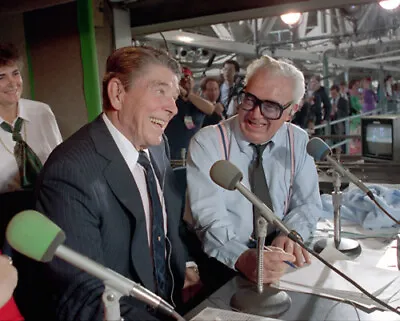 President Ronald Reagan And Chicago Cubs Harry Caray At Wrigley Field Photo • $12