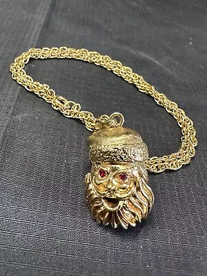 Vintage Costume Jewelry Rhinestone Articulating Santa Head • $10