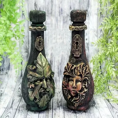 Vintage Witch Bottle Celestial Decor Moon Water Bottle Face Painting Teng Vases • $19.99