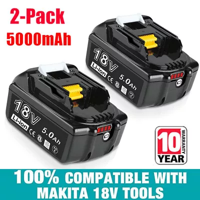 2 Packs Batteries For Makita 18V Battery 5.0 Ah Li-Ion BL1830 BL1850 BL1860 LXT • £31